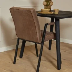 Eetkamerstoelen-StarFurn Eetkamerstoel Bruin - Incl. Armleuning - Tivoli