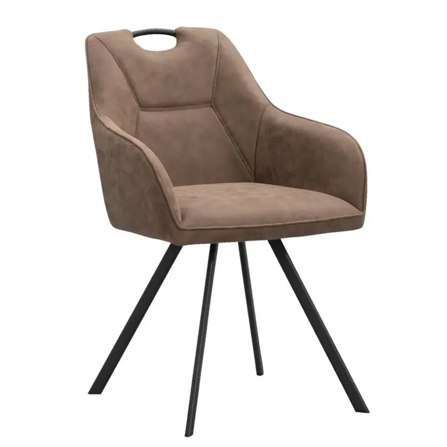Eetkamerstoelen-Leen Bakker Eetkamerstoel Jesse met armleuning - cognac