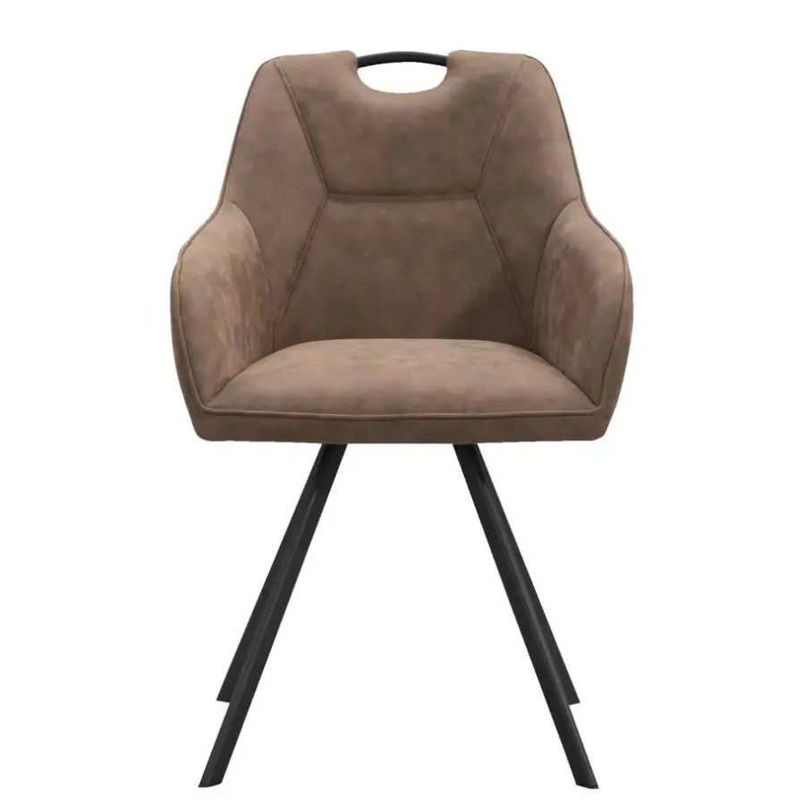 Eetkamerstoelen-Leen Bakker Eetkamerstoel Jesse met armleuning - cognac