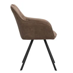 Eetkamerstoelen-Leen Bakker Eetkamerstoel Jesse met armleuning - cognac