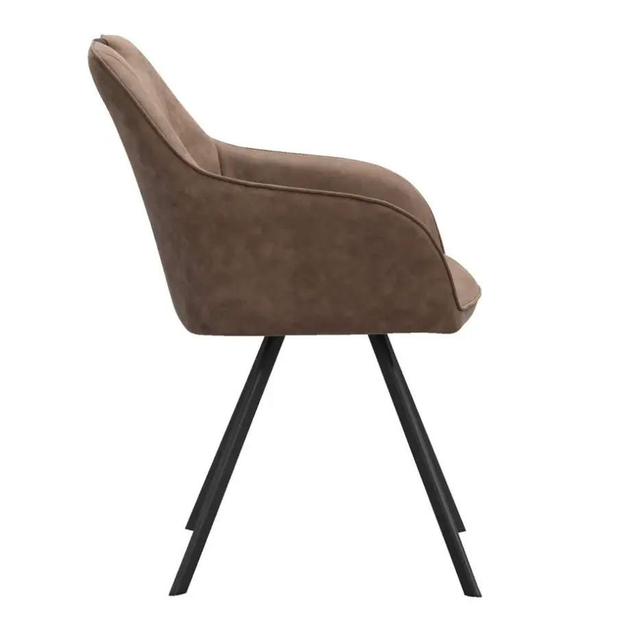 Eetkamerstoelen-Leen Bakker Eetkamerstoel Jesse met armleuning - cognac