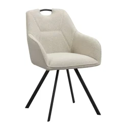 Eetkamerstoelen-Leen Bakker Eetkamerstoel Jesse met armleuning - bouclé - zand