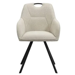 Eetkamerstoelen-Leen Bakker Eetkamerstoel Jesse met armleuning - bouclé - zand