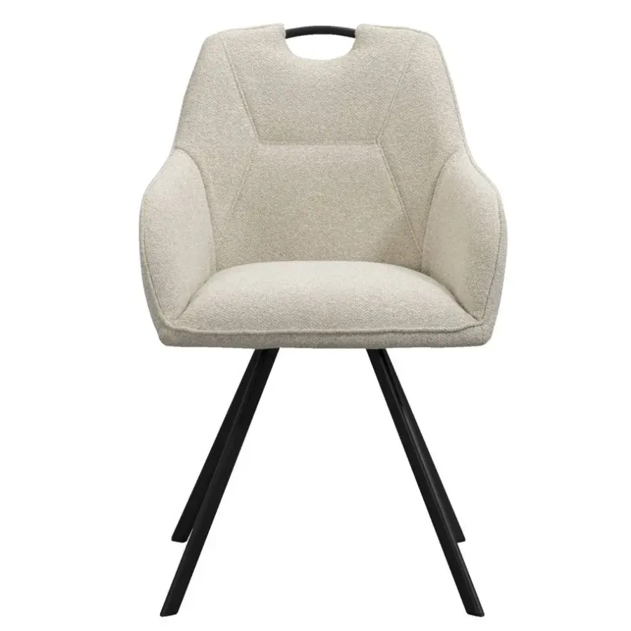 Eetkamerstoelen-Leen Bakker Eetkamerstoel Jesse met armleuning - bouclé - zand