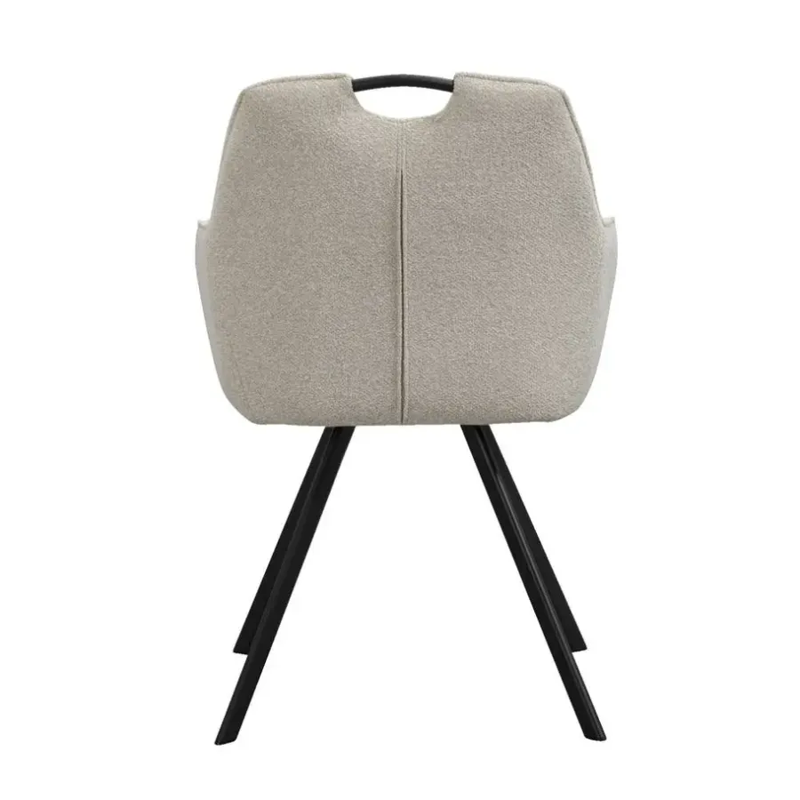 Eetkamerstoelen-Leen Bakker Eetkamerstoel Jesse met armleuning - bouclé - zand