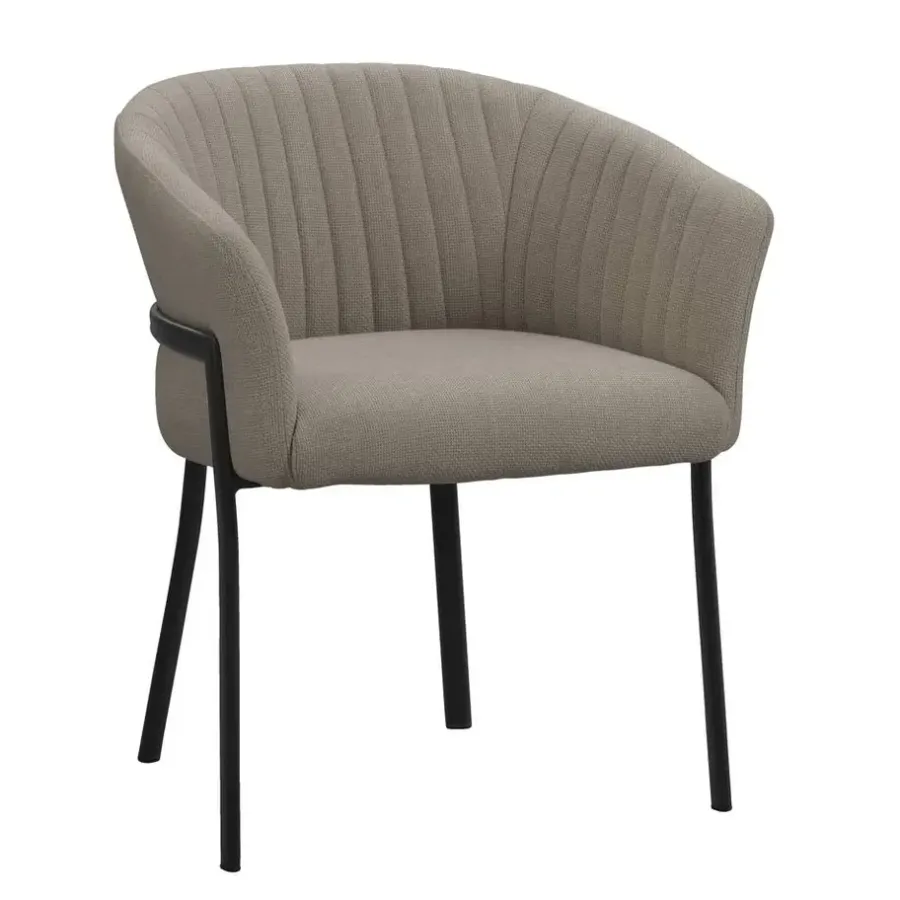 Eetkamerstoelen-Leen Bakker Eetkamerstoel Luigi - stof - zand