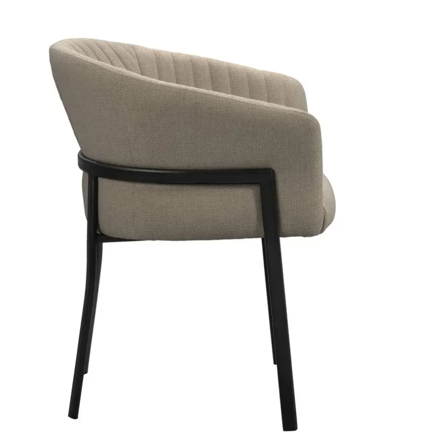 Eetkamerstoelen-Leen Bakker Eetkamerstoel Luigi - stof - zand