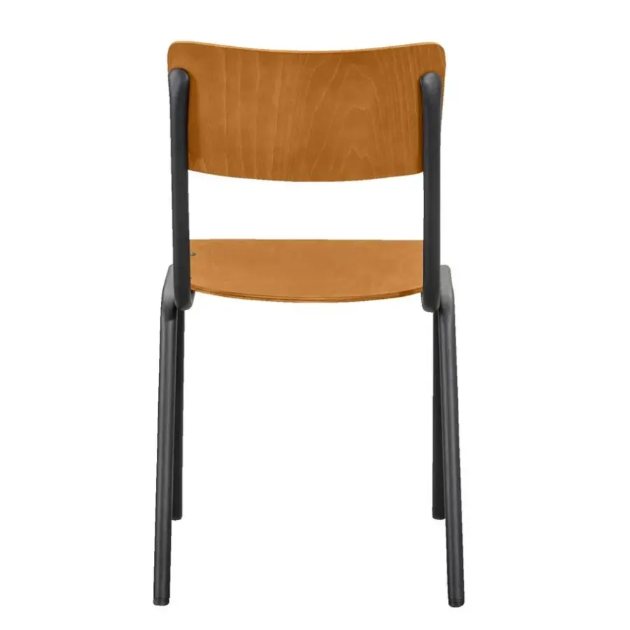 Eetkamerstoelen-Leen Bakker Eetkamerstoel Oscar - hout - bruin/zwart