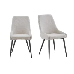 Eetkamerstoelen-Furnihaus Eetkamerstoel Oscar Beige Stof Set van 2