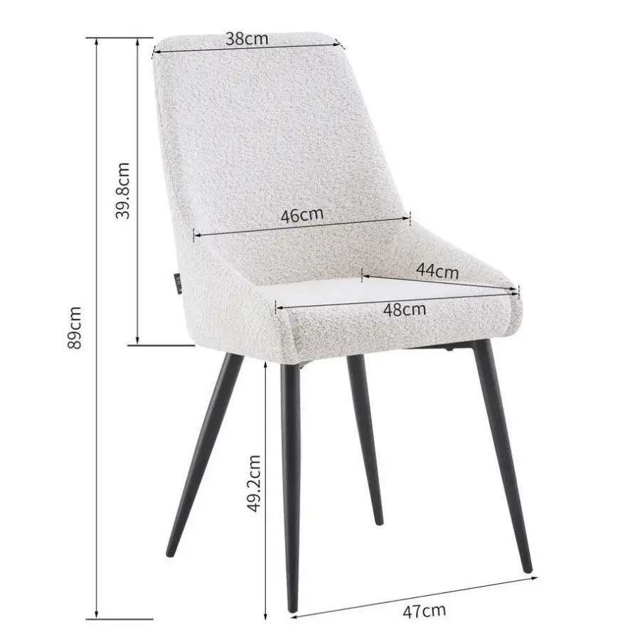 Eetkamerstoelen-Furnihaus Eetkamerstoel Oscar Beige Stof Set van 2
