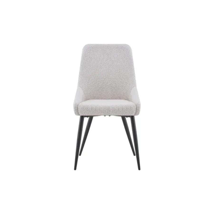 Eetkamerstoelen-Furnihaus Eetkamerstoel Oscar Beige Boucle Set van 2