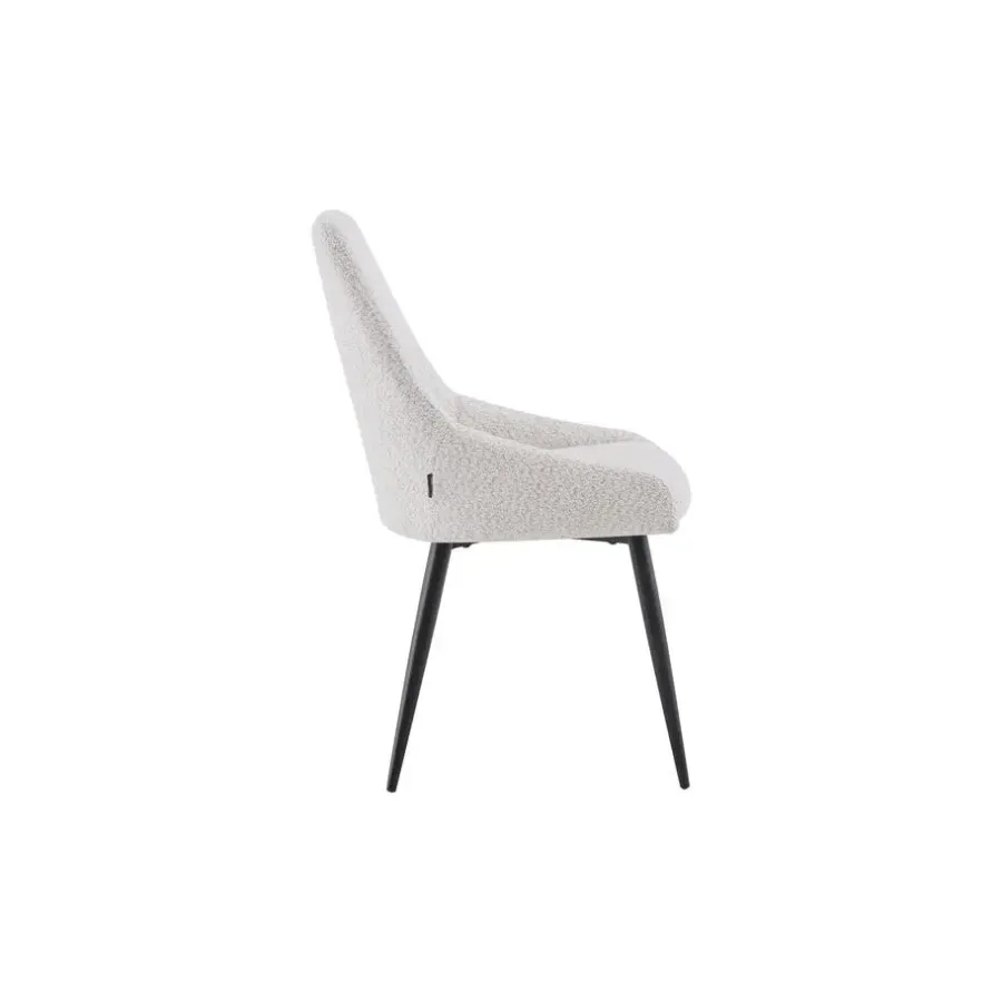 Eetkamerstoelen-Furnihaus Eetkamerstoel Oscar Beige Boucle Set van 2