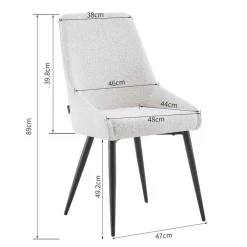 Eetkamerstoelen-Furnihaus Eetkamerstoel Oscar Beige Boucle Set van 2