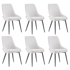Eetkamerstoelen-Furnihaus Eetkamerstoel Oscar Beige Boucle Set van 6