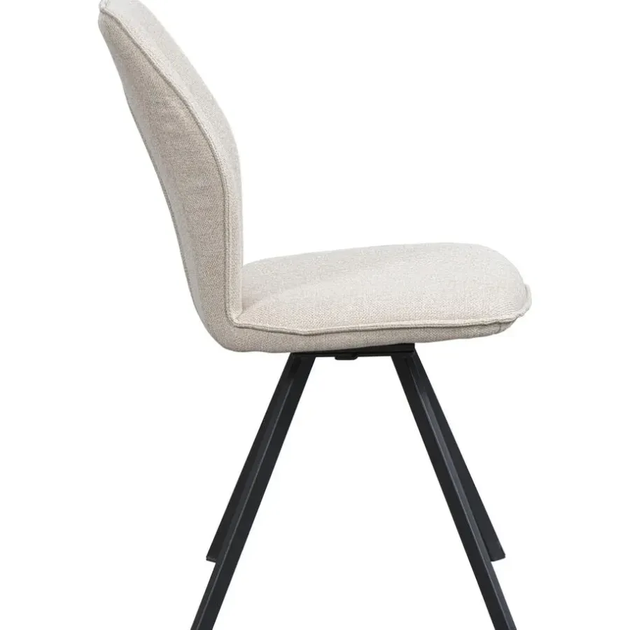 Eetkamerstoelen-Leen Bakker Eetkamerstoel Raffy - stof - beige