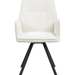 Eetkamerstoelen-Leen Bakker Eetkamerstoel Raffy met armleuning - stof - crème