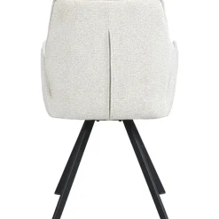 Eetkamerstoelen-Leen Bakker Eetkamerstoel Raffy met armleuning - stof - crème