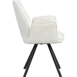 Eetkamerstoelen-Leen Bakker Eetkamerstoel Raffy met armleuning - stof - crème