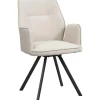 Eetkamerstoelen-Leen Bakker Eetkamerstoel Raffy met armleuning - stof - beige