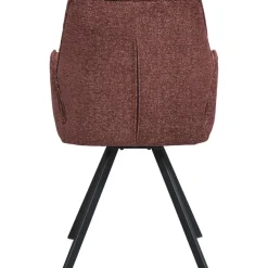 Eetkamerstoelen-Leen Bakker Eetkamerstoel Raffy met armleuning - stof - wijnrood