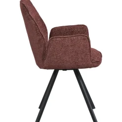 Eetkamerstoelen-Leen Bakker Eetkamerstoel Raffy met armleuning - stof - wijnrood