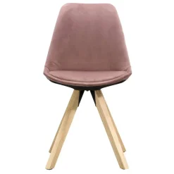 Leen Bakker Eetkamerstoel Senja - velvet - roze - naturel hout