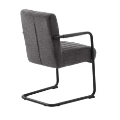 Eetkamerstoelen-Giga Living Eetkamerstoel Stof Donkergrijs - Incl. Armleuning - Trout - Set van 2