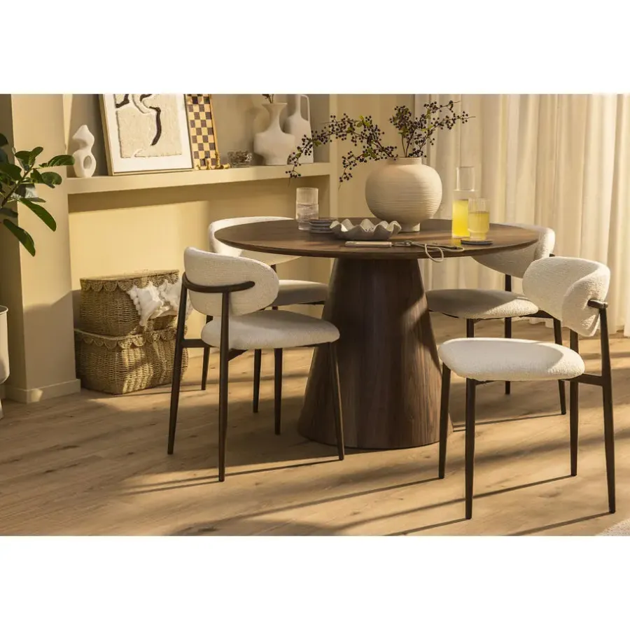 Eetkamerstoelen-Leen Bakker Eetkamerstoel Tibor - crème