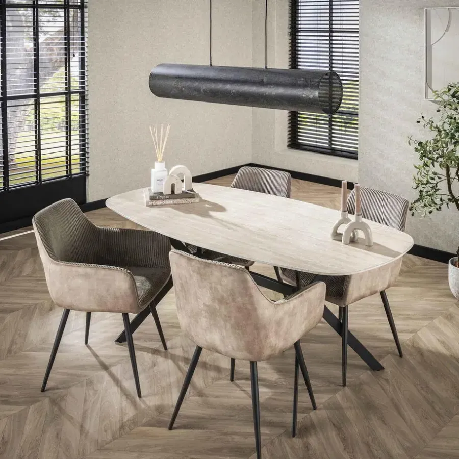 Giga Living Eetkamertafel Keramiek - 180x90x76cm - Deens Ovaal - Ceramic