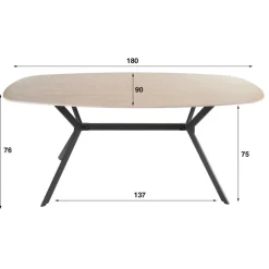 Giga Living Eetkamertafel Keramiek - 180x90x76cm - Deens Ovaal - Ceramic
