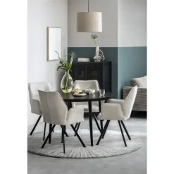 Ronde Eettafels-Leen Bakker Eetkamertafel Lexy rond - mangohout/zwart - 76xØ120 cm
