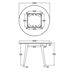 Houten Eettafels|Ronde Eettafels-Leen Bakker Eetkamertafel Roxy - eiken/zwart - 76xØ105 cm