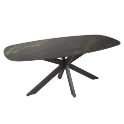 Giga Living Eettafel - Deens Ovaal 180cm - Zwart Keramiek - Ceramic Fossil