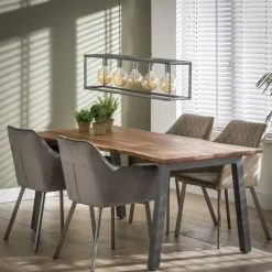 Giga Living Eettafel Acaciahout - 180cm - Stalen Onderstel - Rechthoek