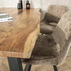 Giga Living Eettafel Acaciahout - 180cm - Stalen Onderstel - Rechthoek