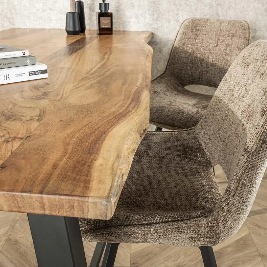 Giga Living Eettafel Acaciahout - 180cm - Stalen Onderstel - Rechthoek