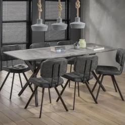 Rechthoekige Eettafels|Industriële Eettafels-Giga Living Eettafel Betonlook - 190x90x76cm