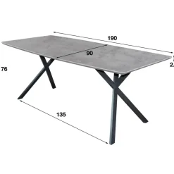 Rechthoekige Eettafels|Industriële Eettafels-Giga Living Eettafel Betonlook - 190x90x76cm