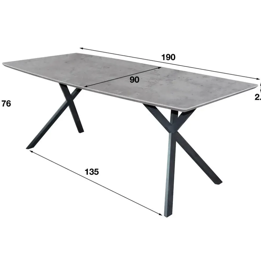 Rechthoekige Eettafels|Industriële Eettafels-Giga Living Eettafel Betonlook - 190x90x76cm