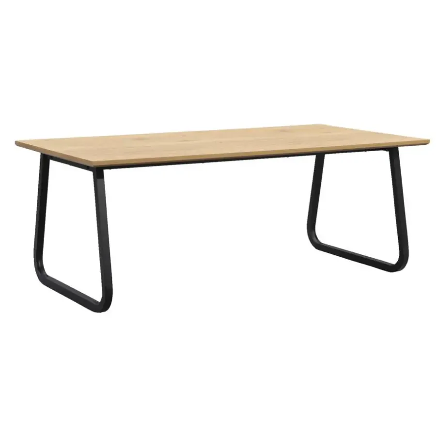 Rechthoekige Eettafels-Leen Bakker Eettafel Brigitte rechthoekig - naturel/zwart - 180x90 cm