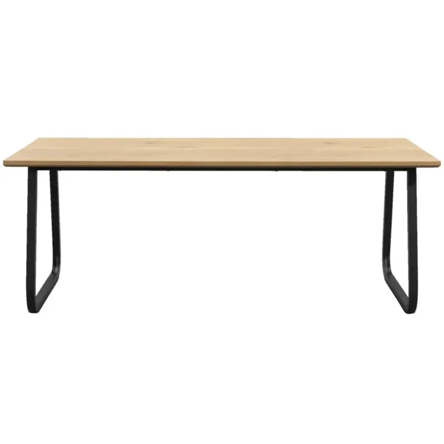Rechthoekige Eettafels-Leen Bakker Eettafel Brigitte rechthoekig - naturel/zwart - 220x100 cm