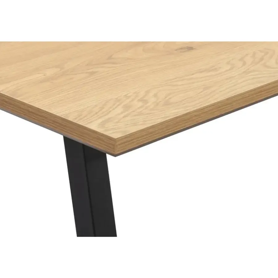 Rechthoekige Eettafels-Leen Bakker Eettafel Brigitte rechthoekig - naturel/zwart - 220x100 cm