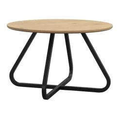Leen Bakker Eettafel Brigitte rond - naturel/zwart - 75Ø120 cm