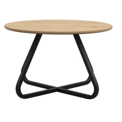Leen Bakker Eettafel Brigitte rond - naturel/zwart - 75Ø120 cm
