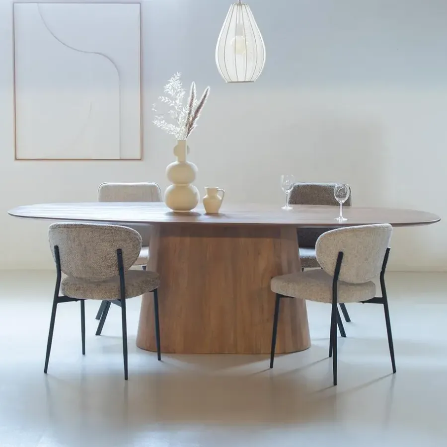 Giga Meubel Eettafel Deens Ovaal - Bruin Mangohout - 180x100x76cm - Stijn