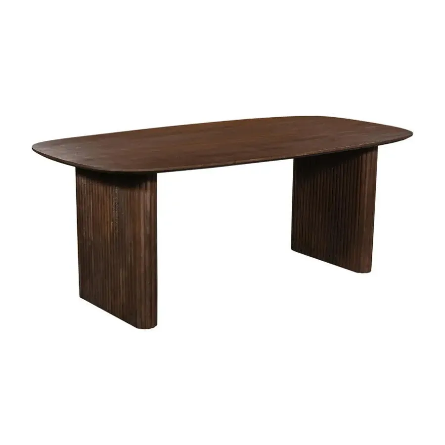 Ovale Eettafels-Giga Meubel Eettafel Deens Ovaal - Donkerbruin Mangohout - 240x100x76cm - Juro