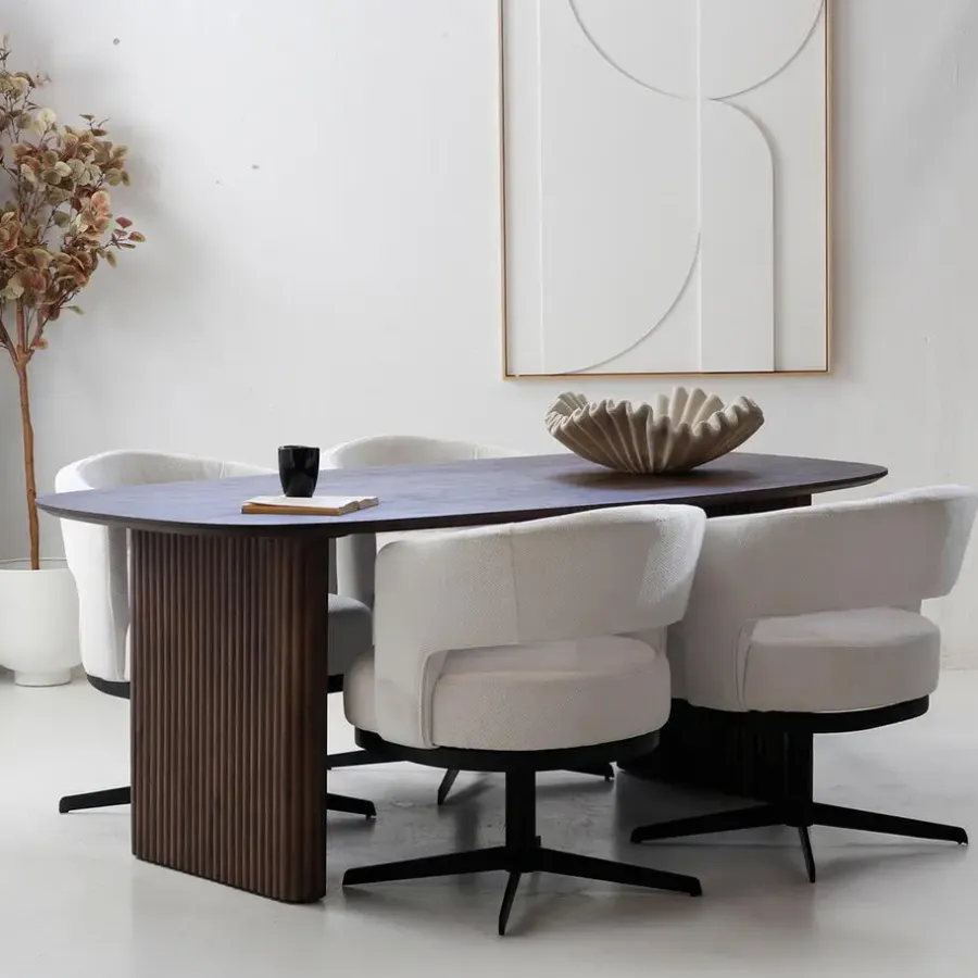 Ovale Eettafels-Giga Meubel Eettafel Deens Ovaal - Donkerbruin Mangohout - 240x100x76cm - Juro