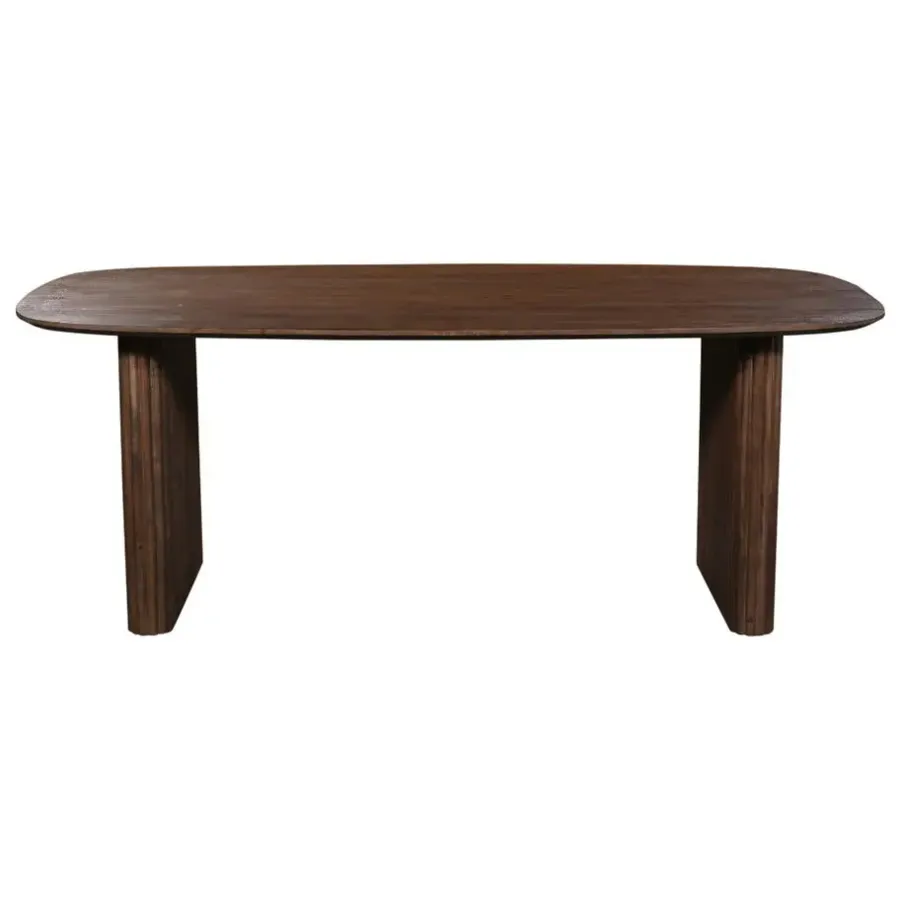 Ovale Eettafels-Giga Meubel Eettafel Deens Ovaal - Donkerbruin Mangohout - 240x100x76cm - Juro
