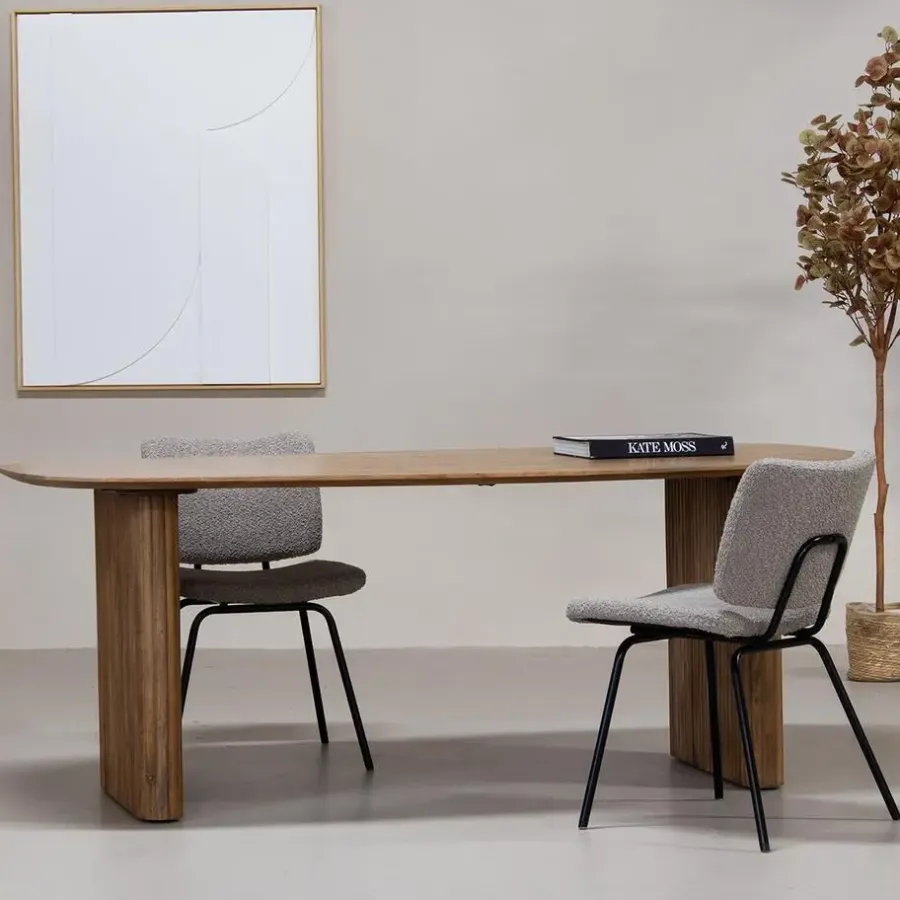 Ovale Eettafels-Giga Meubel Eettafel Deens Ovaal - Naturel Mangohout - 240x100x76cm - Juro