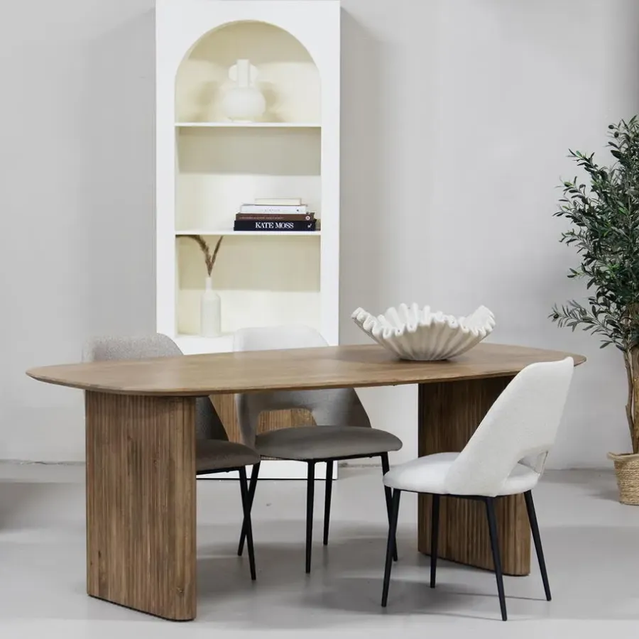 Ovale Eettafels-Giga Meubel Eettafel Deens Ovaal - Naturel Mangohout - 200x100x75cm - Dai